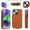 For iPhone 13 mini Double Flap Zipper RFID Leather Phone Case with Short Lanyard(Brown)