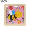 3 PCS Kids Wooden Cartoon Puzzle Jigsaw Toy Early Educational Toys(Bee)