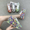 Outdoor Thick Bottom Lacing Sneakers Cartoon Graffiti Printed Couple Casual Shoes, Size: 42(Black)