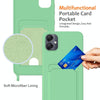 For Samsung Galaxy M05 / F05 Integrated Card Bag Solid Color Liquid Silicone Phone Case with Lanyard(Green)