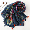 180 X 85cm  Women Cotton And Linen Scarf Retro Splicing Bohemian Printed Silk Shawl SL1903-100