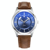 YAZOLE 513 Leather Band Calendar Waterproof Quartz Watch(Blue+Brown)