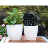 Lazy Flower Pots Automatic Water-absorbing Hydroponic Potted Plants Circular Resin Plastic Flower Pots Double-layer Design Self Watering Planter, Diameter: 11cm, Height: 10.3cm(White)