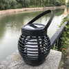 51 LEDs Hanging Cage Table Lamp Outdoor Woven Rattan Basket Lamp Solar Flame Lamp