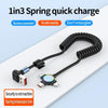 66W 3 in 1 USB to 8 Pin + Micro USB + USB-C / Type-C Fast Charging Elbow Spring Cable(Black)
