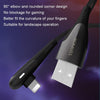 ROMOSS CB12C USB To 8 Pin Elbow With Light 2.4A Fast Charge Data Cable, Size: 1.2m(Black)