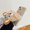 For iPhone 14 Reindeer Hat Plush Full Coverage Phone Case
