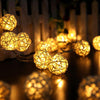 2.2m 20 LEDs Battery Box Powered Rattan Ball String Christmas Wedding Decoration Lamp(Warm White)