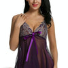 Sexy Perspective Mesh Girth Nightdress, Size:XL(Purple)