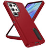 For Samsung Galaxy S25 Ultra 5G Rugged PC Hybrid Silicone Phone Case with Holder(Red+Black)