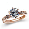 Female Classic Crystal Six-Claw Diamond Ring Wedding Ring, Ring Size:9(Rose Gold)