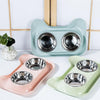 Stainless Steel Double Pet Bowl Green - Leakproof Dog & Cat Food Water Bowl