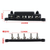 CP-4123 1 Pair RV Yacht M8 Single Row 5-way Power Distribution Block Busbar with Cover(Black + Red)