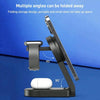 B-23 3 in 1 Foldable Magnetic Wireless Charger Phone Holder, Plug:EU Plug(Black)
