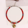Handmade Cat & Dog Collar with Bell, Red, Large (30+7cm)