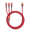 Braided 3A 3 in 1 USB to Type-C / 8 Pin / Micro USB Fast Charging Cable, Cable Length: 1.2m(Red)