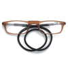 Portable Magnetic Hanging Neck Retractable Reading Glasses +350(Brown Frame Black Legs)
