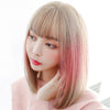 Female Gradient Highlighting Lifelike Chemical Fiber Headgear Wigs(White Tea Color 39CM)