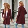 Autumn And Winter Women Button Long Sleeve Loose Cardigan Jacket, Size: L(Burgundy)