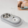 Elevated Dog & Cat Bowls with Automatic Waterer (Grey)