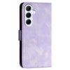 For Samsung Galaxy A56 5G Grid Butterfly Embossed Pattern Leather Phone Case with Lanyard(Light Purple)