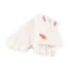 Children Half Finger Gloves Knitted Cold Warm Plus Velvet Fingerless Gloves(White)