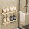 Long Traceless Wall Mounted Bathroom Slipper Rack Drainage Storage Shelf