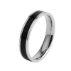 Simple Black White Epoxy Couple Ring Women Titanium Steel Ring Jewelry, Size: US Size 4(Black Glue Silver)