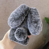 For iPhone 13 mini 3D Cute Long-eared Rabbit Plush Full Coverage Phone Case(Gray)