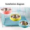 Hanging Stainless Steel Pet Bowl (Green, Large) - Anti-Tip Cage Bowl
