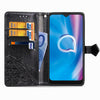 For  Alcatel 1S (2020) Embossed Mandala Pattern TPU + PU Horizontal Flip Leather Case with Holder & Three Card Slots & Wallet(Black)