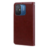 For Xiaomi Redmi 12C/11A 4G Global/Poco C55 Rose Embossed Flip PU Leather Phone Case(Brown)