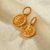 OPK GE916 1pair Simple Stainless Steel Round Plaque Earrings Gold Plated Stud Earrings Accessories