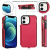 For iPhone 12 Double Flap Zipper RFID Leather Phone Case with Short Lanyard(Red)