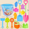 13pcs/Set Children Beach Toys Set Large Sand Shovel Bucket Sand Digging Tools Hourglass, Color: Blue Lace Barrel