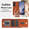 For Samsung Galaxy Z Fold5 AwQuer RFID Vertical Flip Card Bag Holder Leather Phone Case(Brown)