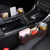 Car Multi-functional Co-pilot Seat Console PU Leather Box Cigarette Lighter Charging Pocket Cup Holder Seat Gap Side Storage Box(Coffee)