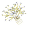 Pearl Women Hair Combs Wedding Hair Accessories Hair Pin Rhinestone Tiara Bridal Clip Crystal Crown Bride Hair Jewelry(Gold)