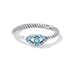 S925 Sterling Silver Turquoise Devil Eye Women Ring, Size:8