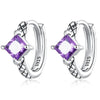 S925 Sterling Silver Purple Zircon Snake Pattern Ear Buckle Women Earrings