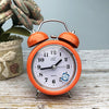 3 Inch Metal Bell Alarm Clock With Night Light Student Bedside Fashion Clock(Orange)