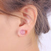 1 Pairs DIY Simple Round Natural Agate Stone Women All-match Stud Earrings(Red-striped Stone)