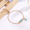 Women Handmade Blue Crystal Evil Eye Lucky Chains Bracelets(Light Blue)