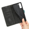 For Samsung Galaxy S22+ 5G Grid Stitching Leather Phone Case with Lanyard(Black)