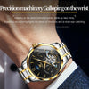 OLEVS 6663 Men Multifunctional Waterproof Hollow Steel Strap Mechanical Watch(Black + Gold)