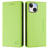For iPhone 14 Plus RC01 Dual-Folded Magnetic Suction RFID Leather Phone Case(Grass Green)