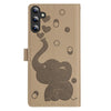 For Samsung Galaxy A56 5G Cartoon Elephant Embossed Leather Phone Case(Khaki)