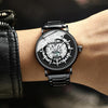 BINBOND B7872 Multifunctional Hollow Luminous Waterproof Quartz Watch, Color: White Steel-Black-White