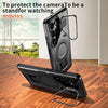 For Samsung Galaxy S25+ 5G Shield Hollow Frame Holder MagSafe Phone Case(Black)