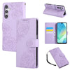 For Samsung Galaxy A54 5G Rose Flower Embossed 3-Card Slots Leather Phone Case(Purple)